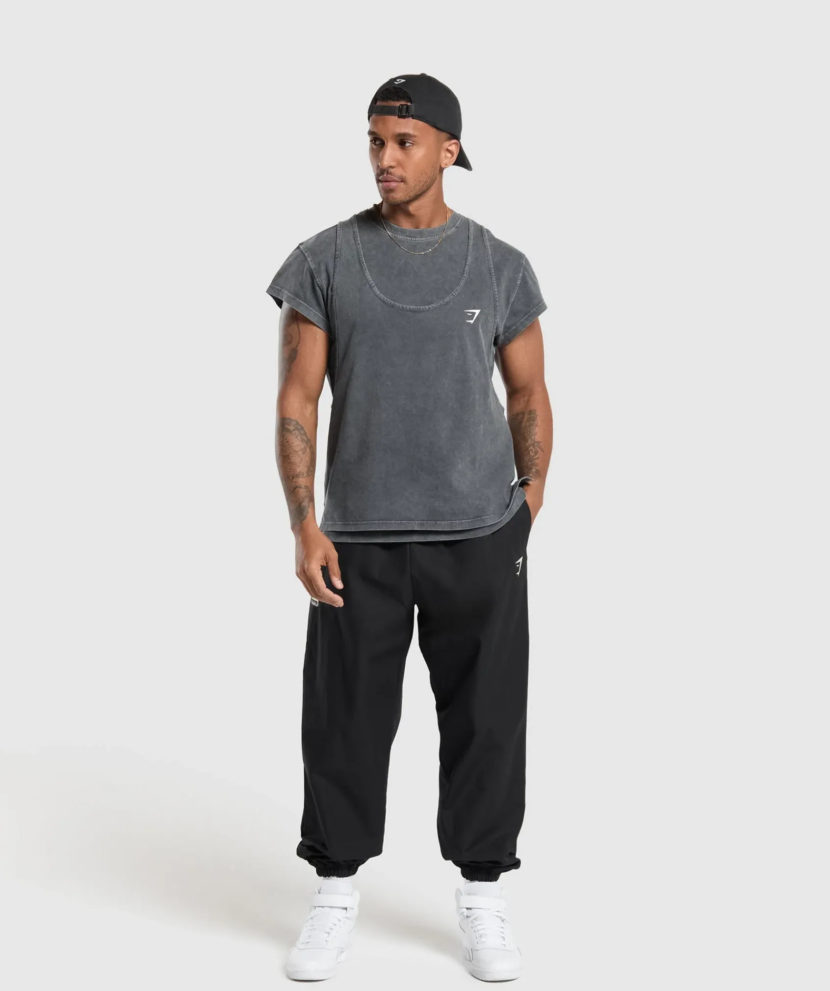 Heren Gymshark T-shirts*Washed Double Layer T-Shirt